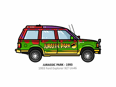 Jurassic Park 90s design dinosaur dots fast flat hawaii icon illustration jeep jungle jurassic park line movie prehistoric safe tour vehicle transportation truck