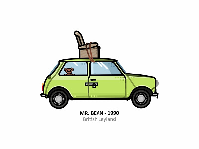 British Leyland austin austin mini british leyland car cute dots england fun illustration legend car line mini movie mr bean outline rebound retro sticker sticker mule uk