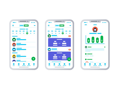 Phone Interface 2d app chat collaboration connection coworking data design gradient icon set landing page mobile peoples team technology ui ux user web