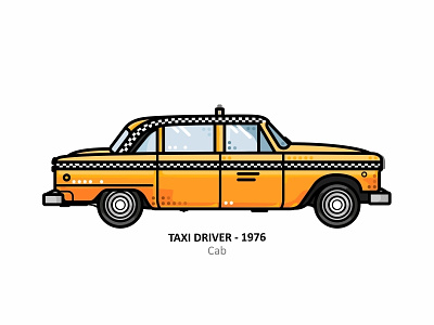 Taxi cab car checker city design dots driver icon iconic illustration line movie new york ny outline retro taxi taxi driver wheels yellow