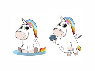 Unicorn Sketch 🦄 animal bit coin character colorful draw fantastic female flat fly flying identity illustration line magic sketch smile star stickers unicorn vector