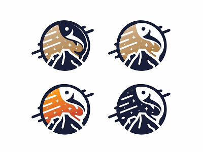 Loyu mark 🍥 animal badge branding fish font identity logo mark moon negative ocean sign simple space symbol type typography vulcano waves wind