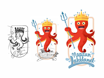 Neptun Lakeland 🐙 cartoon character colorful cute design education emoji emotion flat illustration lakeland monster neptun octo octopus park sea smile