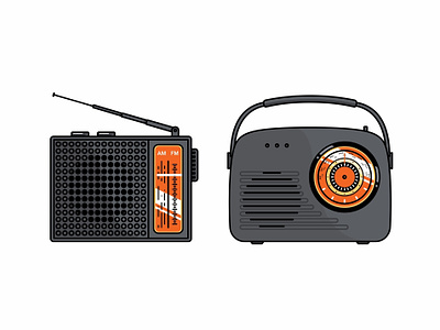 Radio 📻 classic color flat history icon illustration line music old outline player radio retro shadow signal speakers tune vector vintage volume
