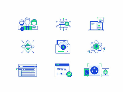 Systemongreed Set No.3 access control block storage chat cloud compute connection design line message networking protect security icon set servers ssd support virtual vps web design