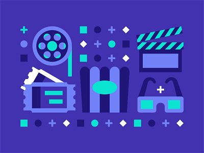 Movie Icons 🎟🎬🎞 3d abstract cinema colorfur cutter design filled outline icon icon set illustration movie movie clap popcorn shape show ticket tv vector watch