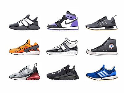 Snickers Set No.1 adidas convers design ecommerce online store shop fashion footwear gradient graphic icon icon set illustration kicks mobile app ui ux design nike shoes sneaker sneakers sport style trainer