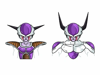 Frieza First & Second form 2d animation avatar character character design design dots dragonball flat frieza goku icon illustration line master roshi piccolo super saiyan frieza vector