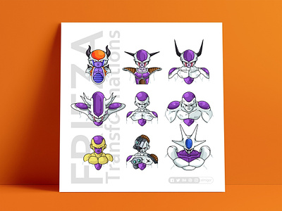 Frieza Stages poster 2d animation avatar character chilled frieza design dots dragonball flat goku icon illustration line master roshi piccolo poster print vector