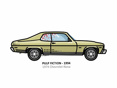 Pulp Fiction, 1994 Chevrolet Nova 1994 chevrolet nova automobile blood car classic design dots famous film future iconic illustration line movie outline pulp fiction retro tarantino
