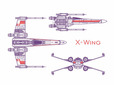 X-Wing 2d colorful cute darth vader droid flat fleet fly force icons outline r2d2 side view space space ship star wars stormtrooper x wing x-wing yoda