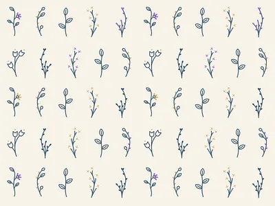 Flower Pattern berry botanical brewing decoration flat floral flower flowers herbal illustration leaf leaves line pattern plants rose tea textile vector vintage