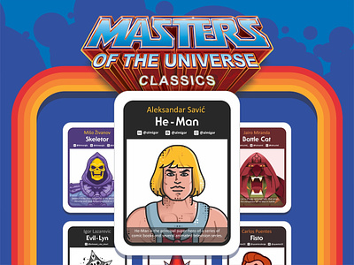 He Man Cards 1980s 80s 80s style cards characters collaboration fans he man heman i have the power masters of the universe muscles powerful prowling retro strong sword throwback tiger type typography vintage
