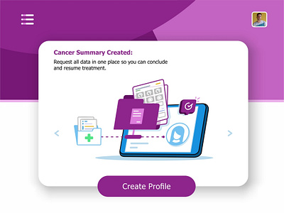 Cancer Summary animation cancer create profile data files health health records hospital laptop medical message monitor monitoring system phone settings ui ux user visualization