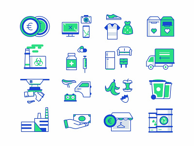Random Icons biohazard branding building car clothes colorful design fruits furniture icon set icons illustration medicine outline parts pills recyclable stroke style ui