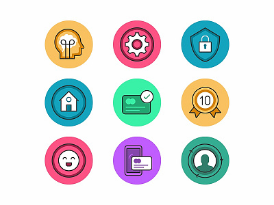 Eleyo Small Icons badge branding card house icon icon set iconography illustration ios logo mobile payment security settings smart smile symbol ui ux user website