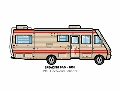 1986 Fleetwood Bounder automobile blood breaking bad camper car classic crystal dan kuhlken design dots el camino film future heisenberg iconic illustration meth movie outline