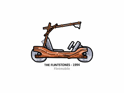 Flintmobile 90s automobile car cartoons classic design dots film flintstones iconic illustration movie outline tribute tv yabadabadoo
