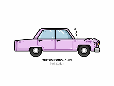 Pink Sedan 20th century fox television american sitcom auto automobile bart car cartoon design dots film homer iconic illustration movie outline pink sedan tech television show