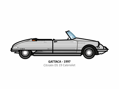 Citroen DS 19 Cabriolet car citroen ds 19 cabriolet design dots famous gattaca iconic illustration line movie outline retro space travel white automobile