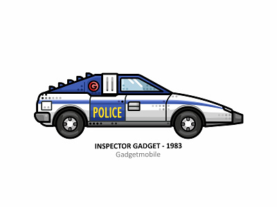 Gadgetmobile 90s auto automobile cartoons design dots driver film gadgetmobile iconic illustration inspector movie outline police racer speed