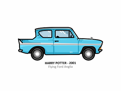 Flying Ford Anglia 90s auto automobile cartoons design dots film flying ford anglia hero hogwarts iconic illustration magic movie outline retro
