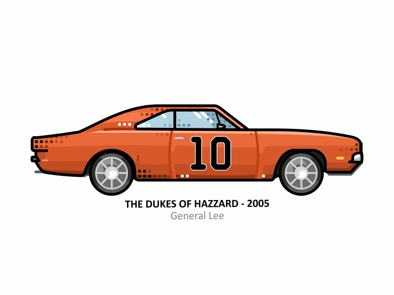 General Lee 80s american art auto automobile design dots dukesofhazard fan film hollywood iconic illustration model movie mustang outline retro tv series