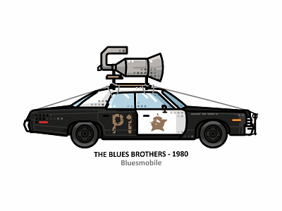Bluesmobile 80s american auto automobile blues brothers bluesmobile car cars cop design dodge monaco dots hollywood illustration movie outline police car retro tv series