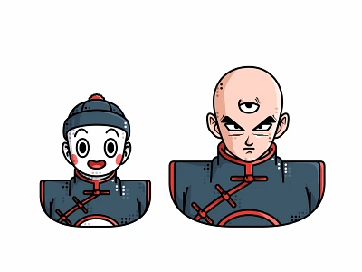 Tien Chiaotzu 2d animation avatar character character design chiaotzu dragonball friends goku illustration line manga master roshi piccolo tien vector vegeta