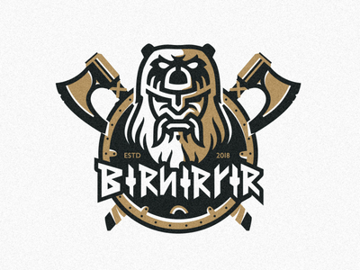 Berserker Logo axe berserker brush design font identity illustration logo mark mascot monogram outline personal shield strong symbol texture warrior