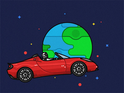 Tesla Starman astronaut car design earth electric elon musk elonmusk icon illustrator motorsport noisei outerspace outline planets scifi space tesla vector vehicle