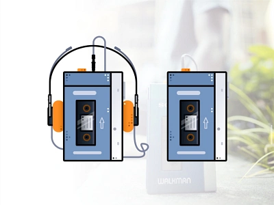 Sony Walkman 1979 80s cassette player design headphones illustration logo music nostalgia old retro sony walkman 1979 sound tape tape player tech vector vintage