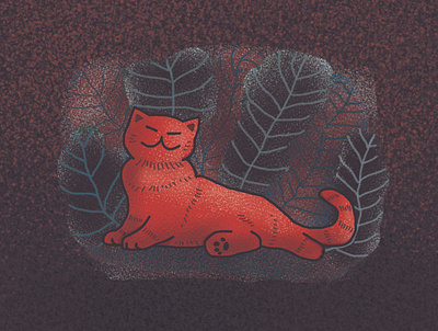 Relaxing cat cat cats design illustration illustrations red relax relaxing