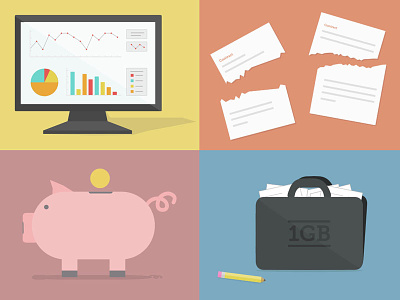 Illustrations for a membership page bank contract guru illustrations membership pig portfolio stats