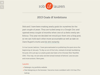 Rob & Lauren Responsive Blog icons layout personal site responsive design web design