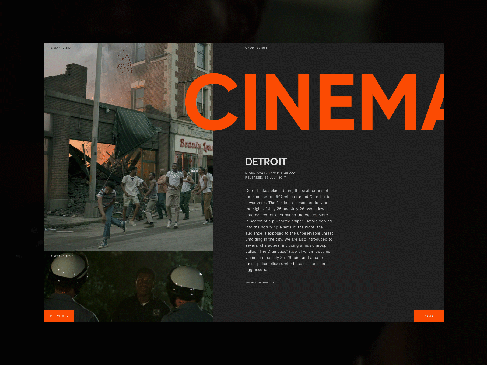 DETROIT 1967 carousel cinema design detroit gallery layout movie sketch website