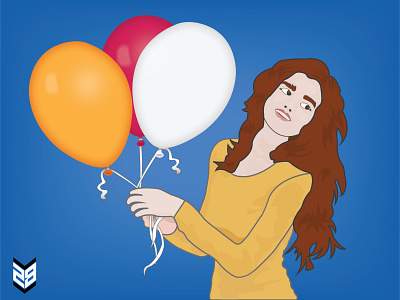 Vector Portrait • Lady with Balloons adobe illustrator animation brand design branding design flat graphicdesign illustration ui ux web website