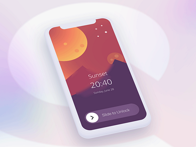 Lock Screen with Landscape Illustration 2020 adobe illustrator draw art colorful design gradients mobile ui tutorial