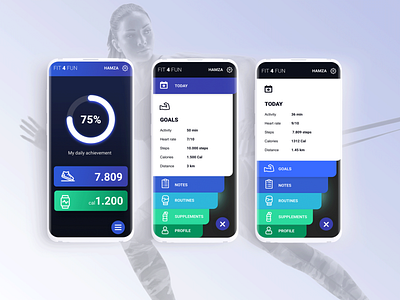 Fitness app practice adobe xd design menu mobile mobile app design mobile ui prototype ui ux