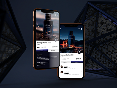 Sauvage Parfum Detail Screen adobe xd app art ios marketing material ui mobile app mobile ui mobile ux product prototype