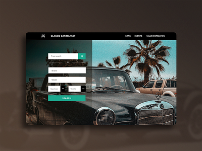 Vintage Cars Market adobe xd art branding design desktop app retro ui ux web design