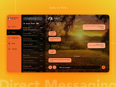 Daily UI #013 - Direct Messaging adobexd app appdesign branding chat chat design design design inspiration direct message mesaj message ui ux