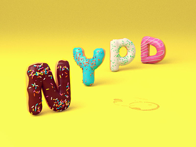 NYPD 3d blender brooklyn 99 coffee donut new york nypd police splinkles type typography