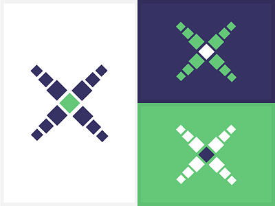 "X Steps" Isotype/Symbol for logo blue green purple x x abstraction x logo