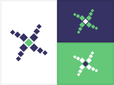 "X Propeller" Isotype/Symbol for logo blue green purple x x abstraction x logo