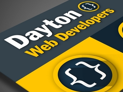 Dayton Web Developers Logo Proposal brackets dark blue dayton logo web developers yellow