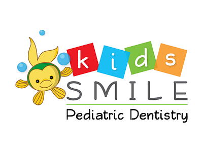 Logo Kids Smile Pediatric Dentistry colorful dentist fish kids logo pediatric smile
