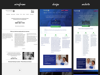 Wireframes & Designs for Health Professionals UK