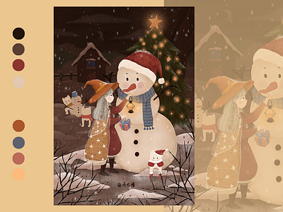 Christmas illustration snow