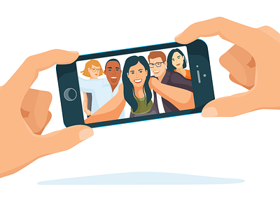 Selfie Phone View illustration millennials people selfie